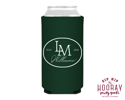 Personalized Wedding Golf Monogram Slim Can Coolers