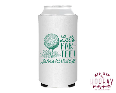 Custom Let's Par Tee First Birthday Slim Can Coolers