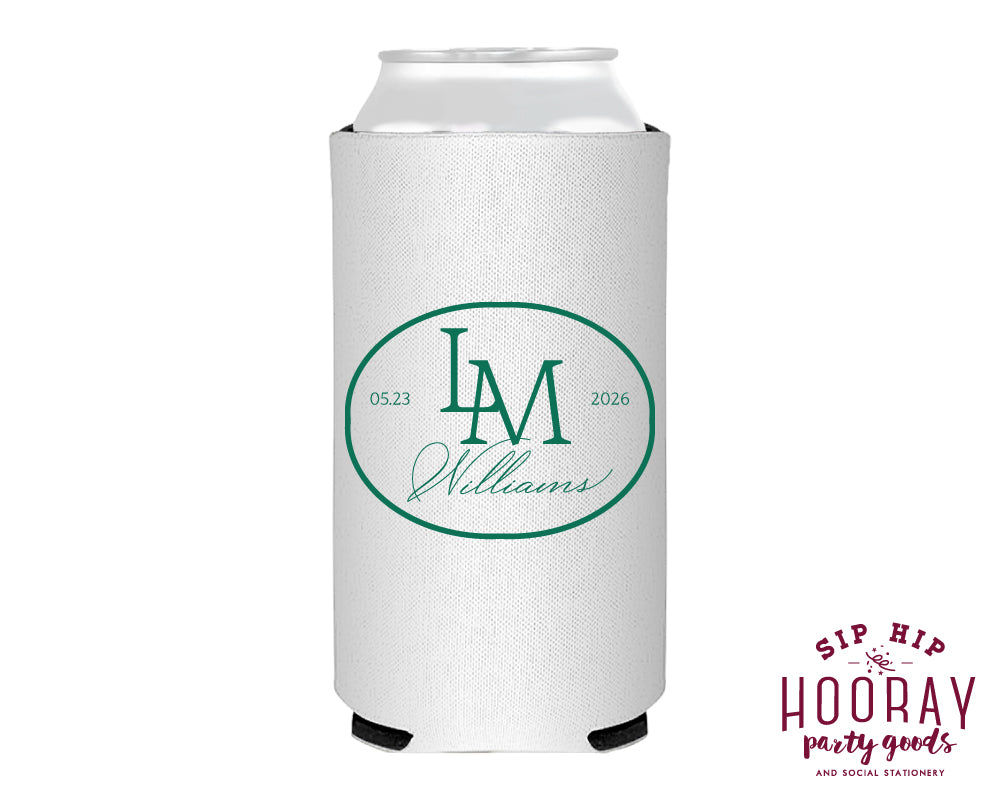 Personalized Wedding Golf Monogram Slim Can Coolers