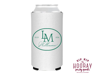 Personalized Wedding Golf Monogram Slim Can Coolers