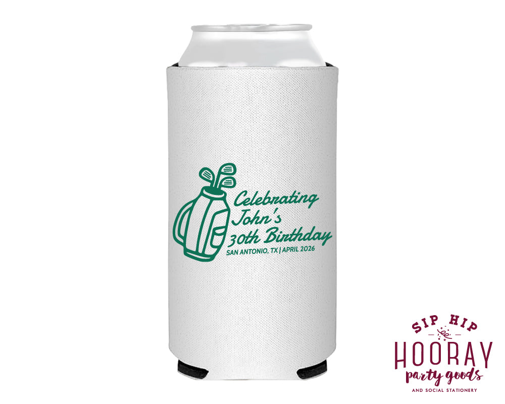 Custom Golf Bag Birthday Slim Can Coolers
