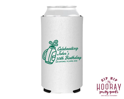 Custom Golf Bag Birthday Slim Can Coolers