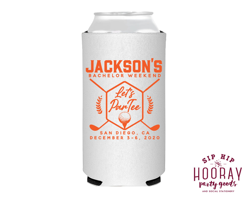 Let's Par Tee Bachelor Golf Weekend Slim Can Coolers