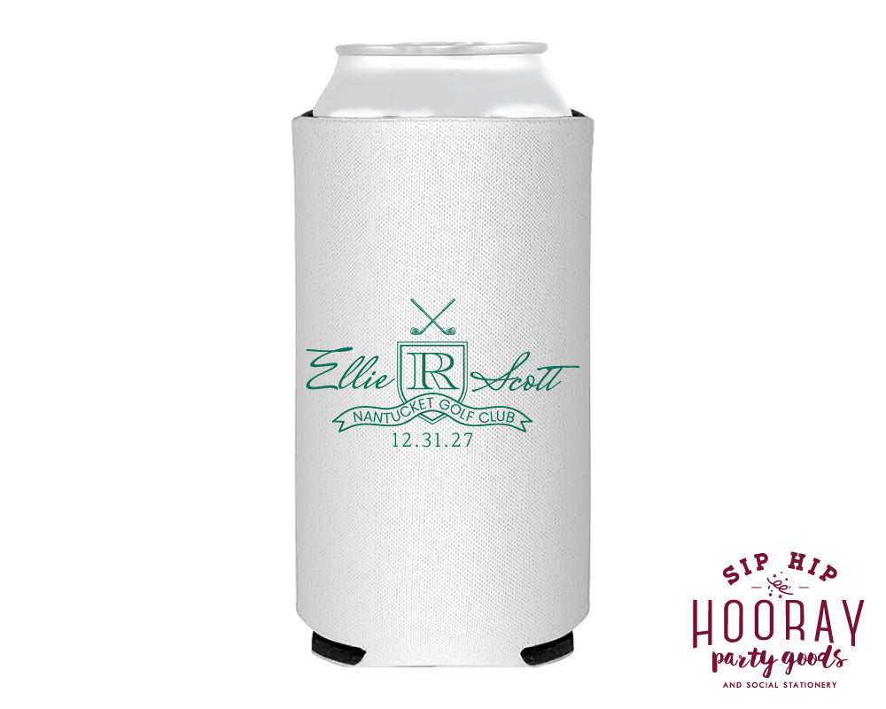 Personalized Golf Wedding Monogram Slim Can Coolers