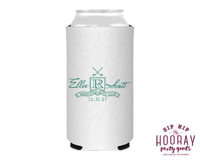Personalized Golf Wedding Monogram Slim Can Coolers