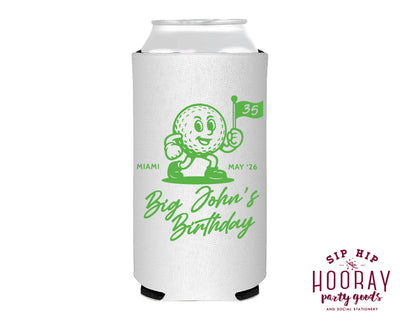 Personalized Golf Birthday Party Slim Can Coolers