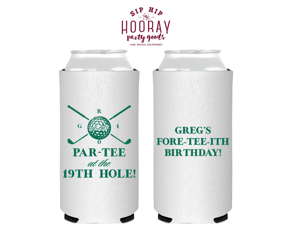 Par-Tee At The 19th Hole Birthday Golf Slim Can Coolers