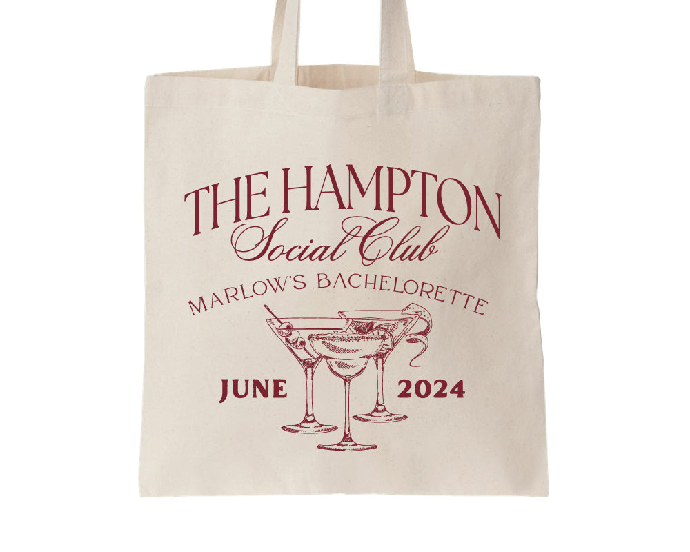 Social Club Cocktails Bachelorette Party Tote Bags