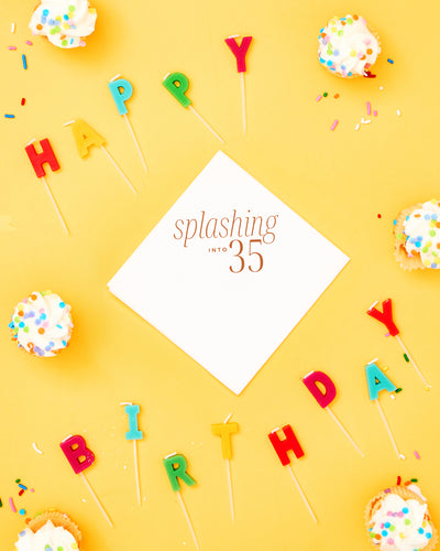 Splashing Into 35 Birthday Cocktail Napkins