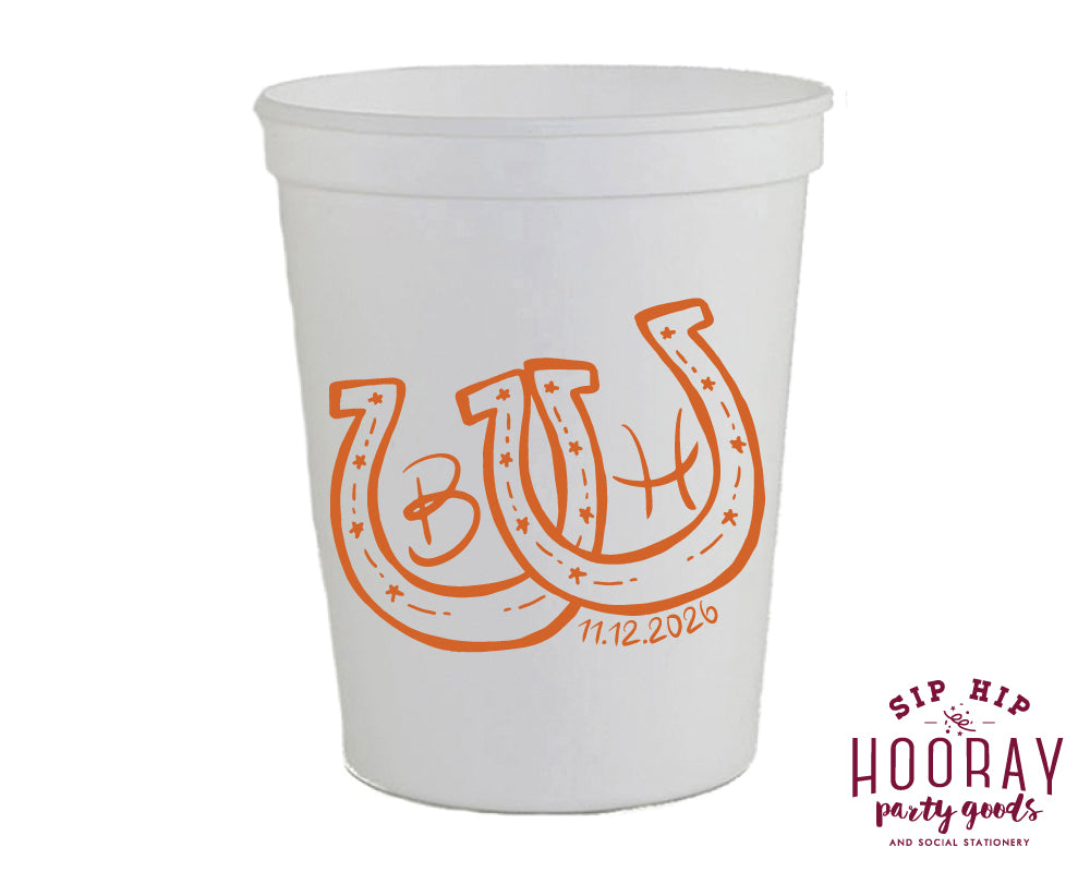 Custom Horseshoe Initials Stadium Cups