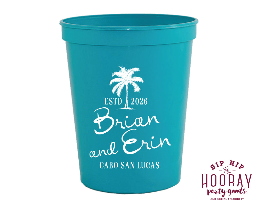 Custom Tropical Wedding Stadium Cups