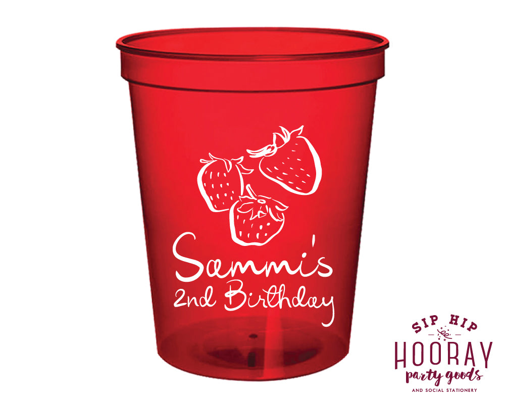 Happy 2nd Birthday Strawberries Stadium Cups