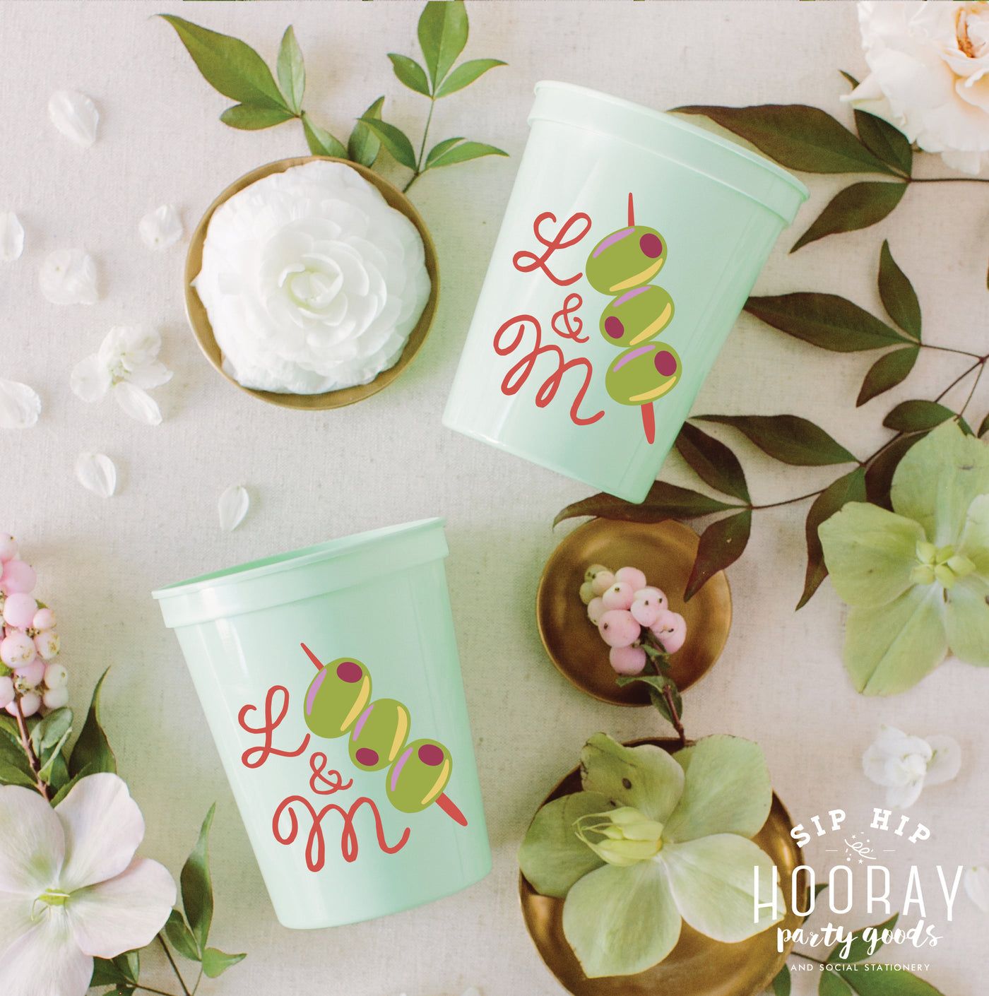 At Home Collection | Watercolor Olives Full Color Stadium Cups