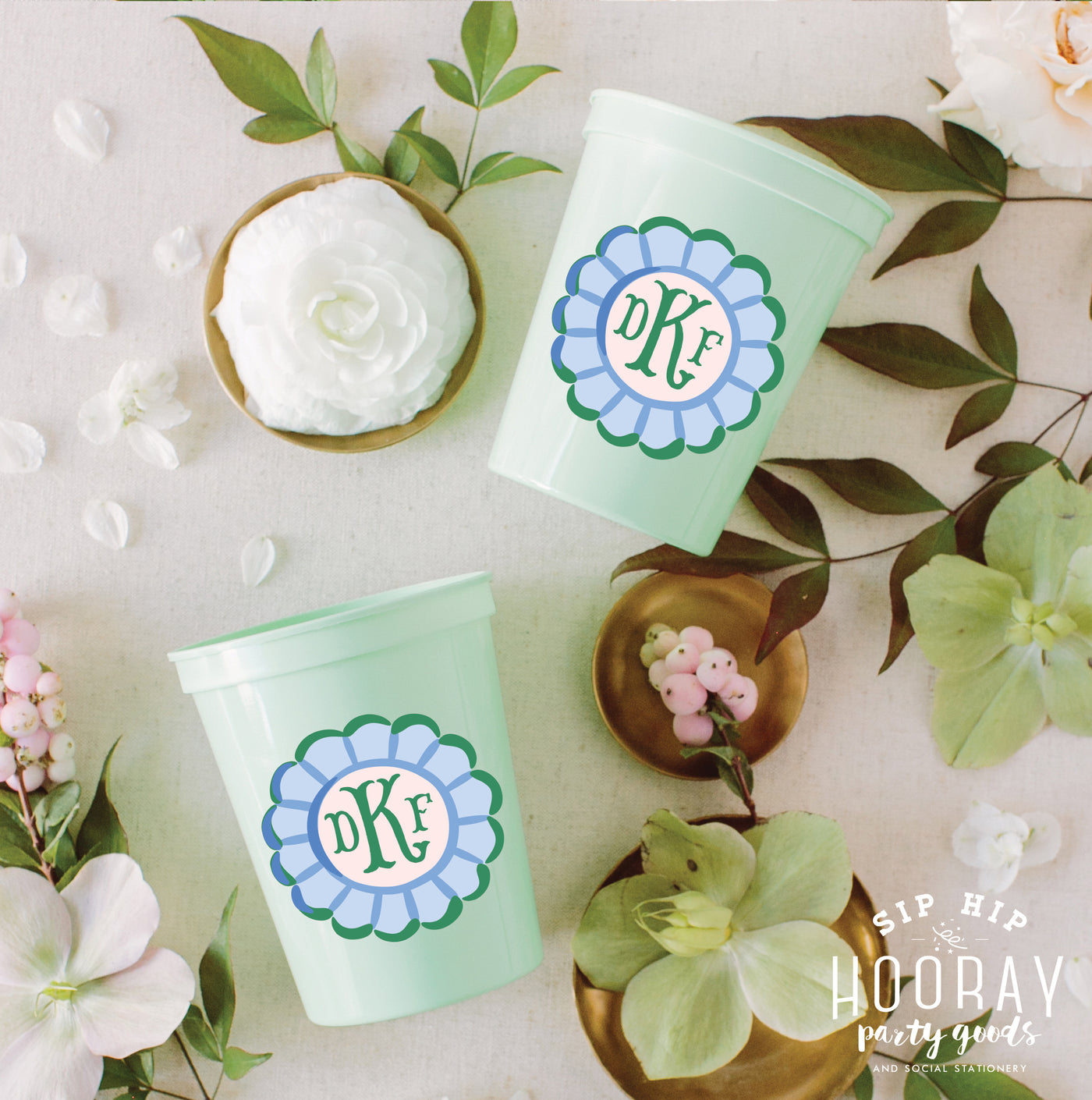 At Home Collection | Custom Initials Full Color Stadium Cups
