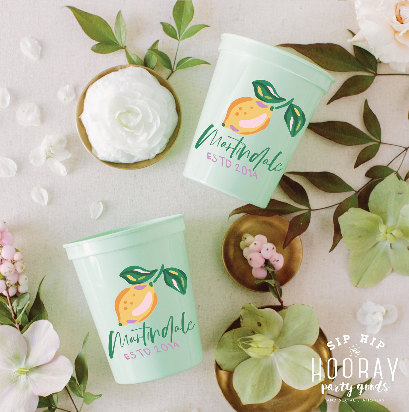 At Home Collection | Watercolor Lemon Full Color Stadium Cups