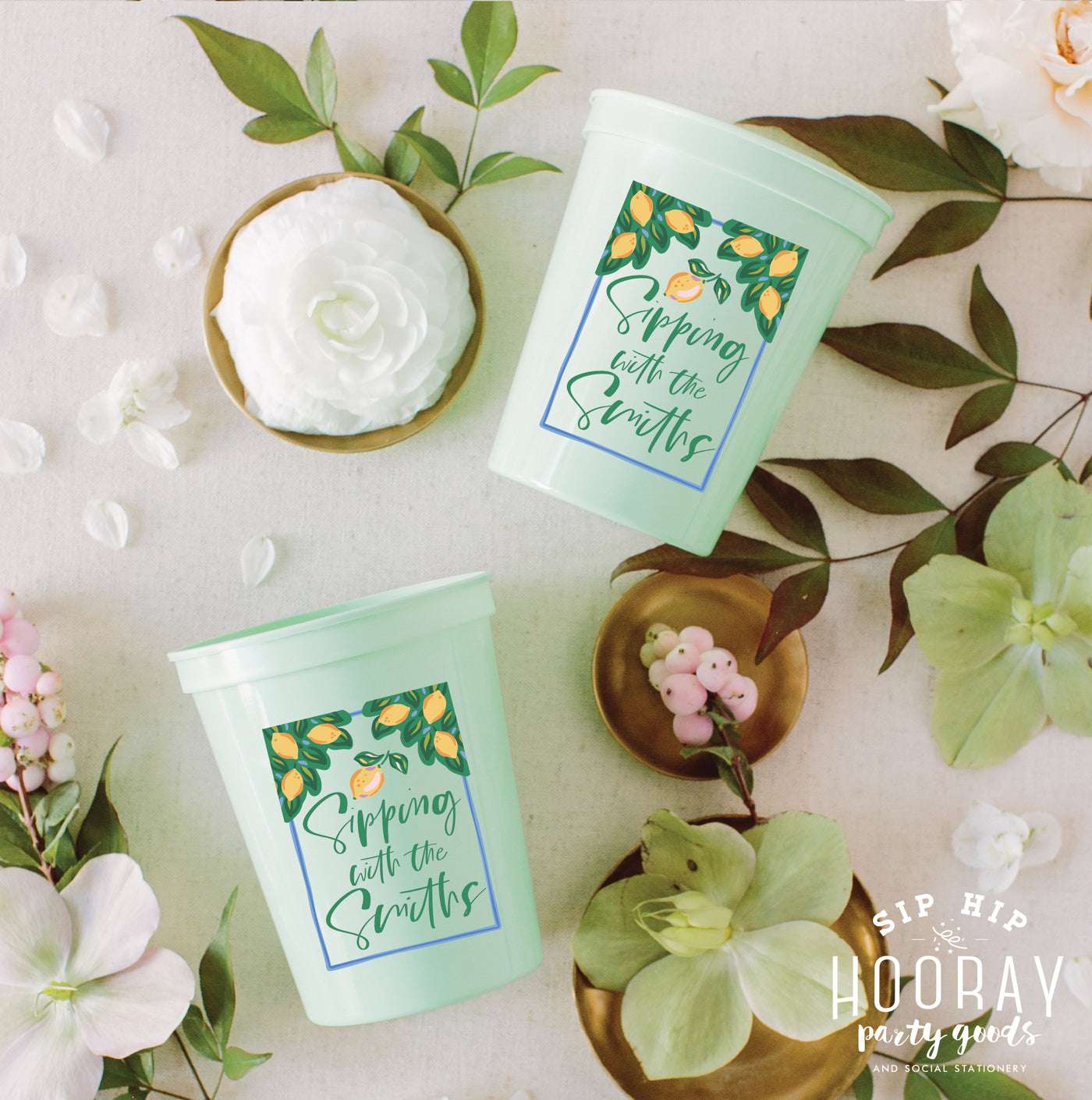 At Home Collection | Watercolor Lemons Full Color Stadium Cups