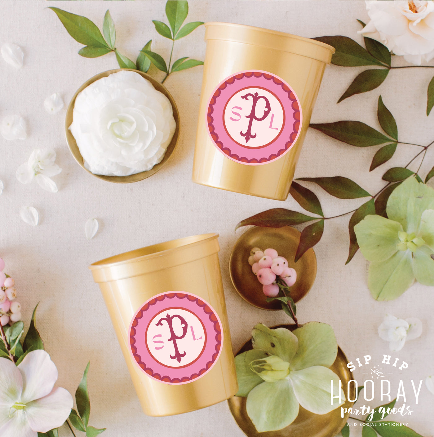 At Home Collection | Custom Initials Full Color Stadium Cups
