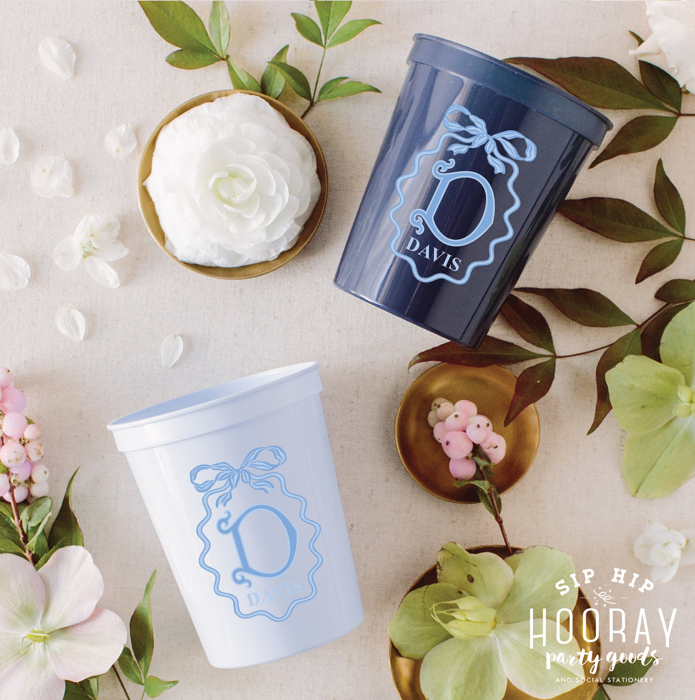 At Home Collection | Monogram Bow Full Color Stadium Cups