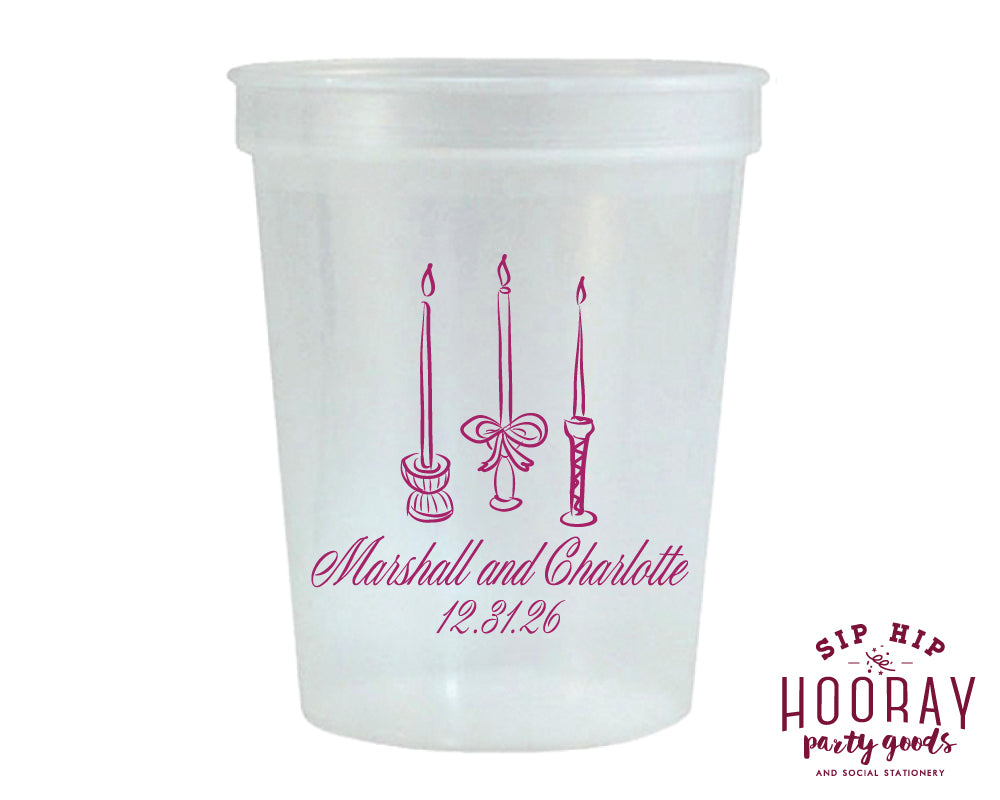 Hand Drawn Wedding Candles Stadium Cups