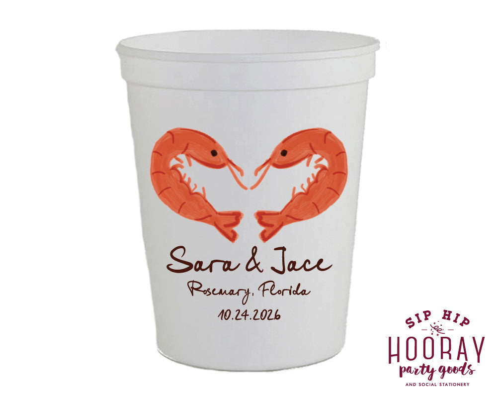 Shrimp Heart Wedding Full Color Stadium Cups