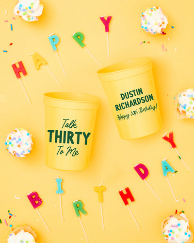 Talk Thirty To Me Birthday Stadium Cups
