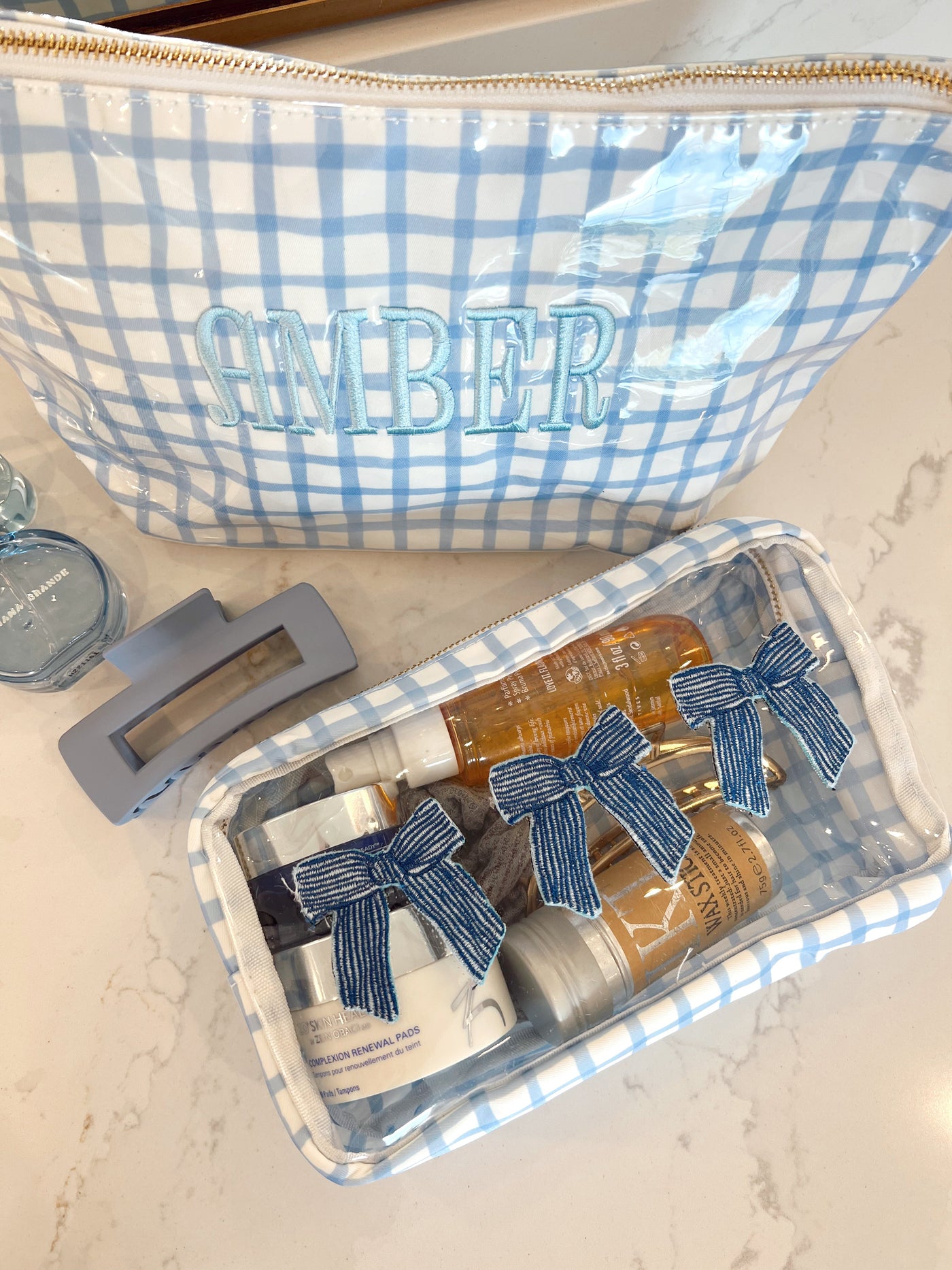 3 Bows - Blue Trellis