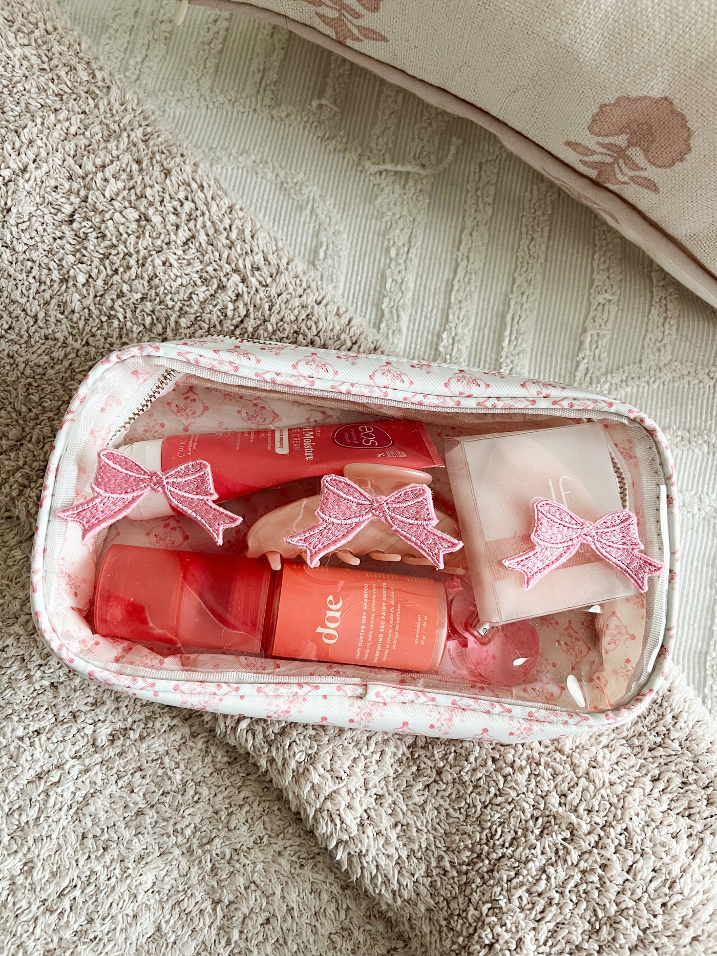 3 Bows Medium - Pink Toile