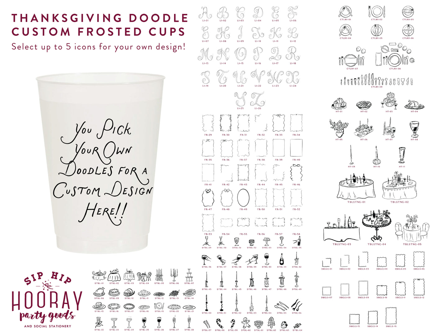 Custom Doodle Cottage Hand Drawn Design Frosted Cups