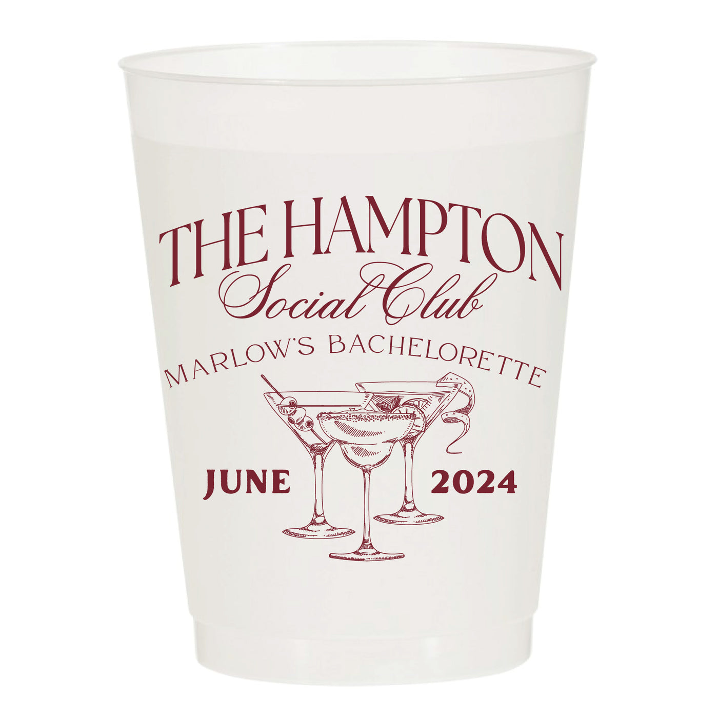 Martini Social Club Bachelorette Party Frosted Cups