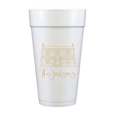 At Home Collection | Custom Home Drawing Foam Cups