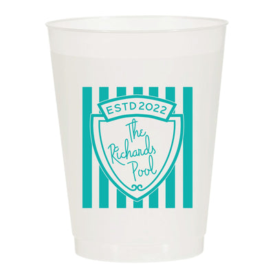 At Home Collection | Custom Last Name Pool Frosted Cups