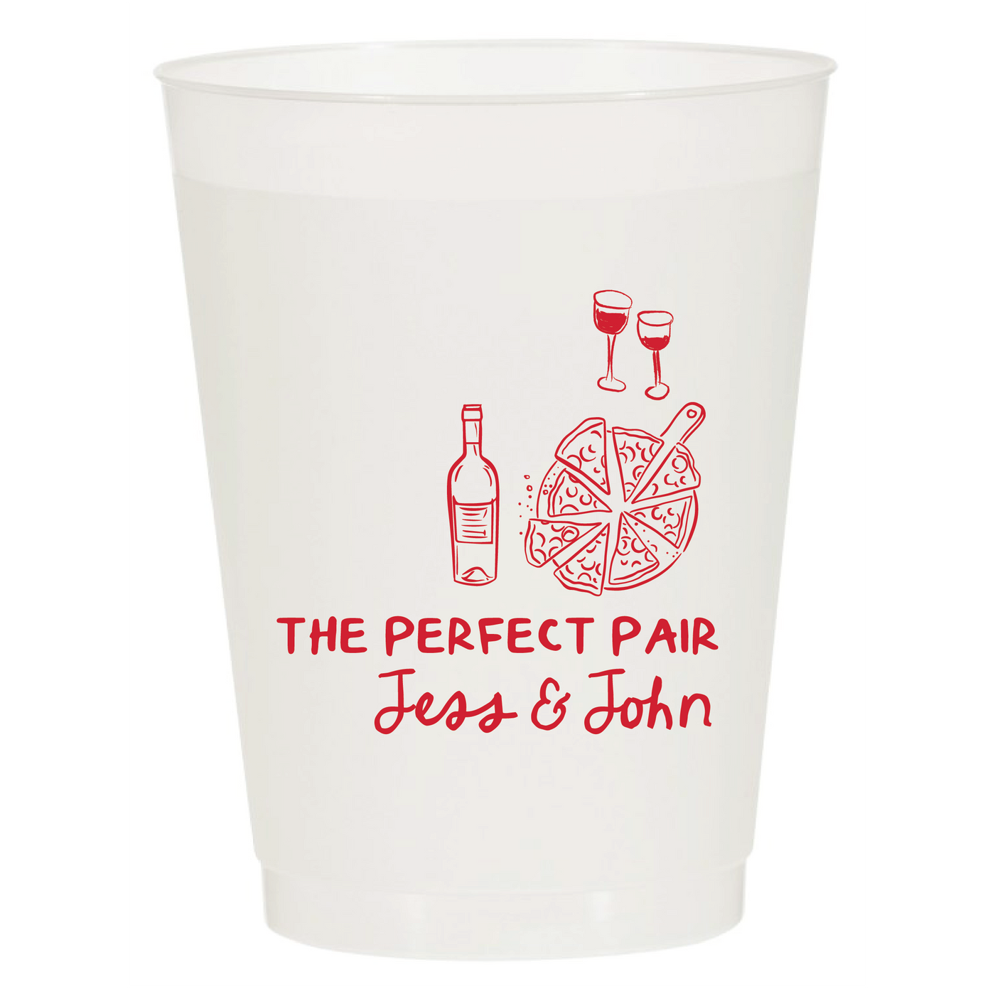 The Perfect Pair Pizza and Wine Wedding Frosted Cups