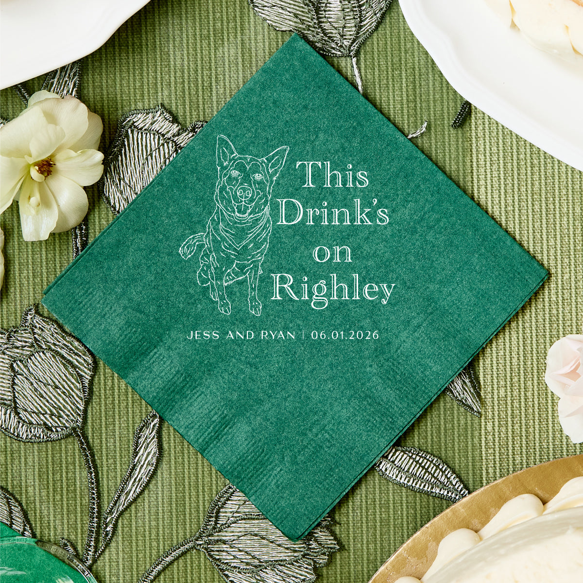 This Drinks On Me Pet Drawing Cocktail Napkins