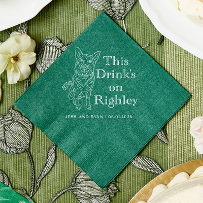 This Drinks On Me Pet Drawing Cocktail Napkins