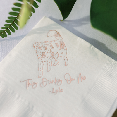 This drinks on me! Pet Portrait Wedding Beverage Napkins