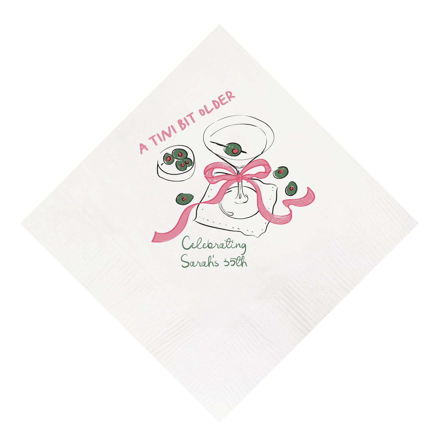 Tini Bit Older Birthday Martini Full Color Napkin