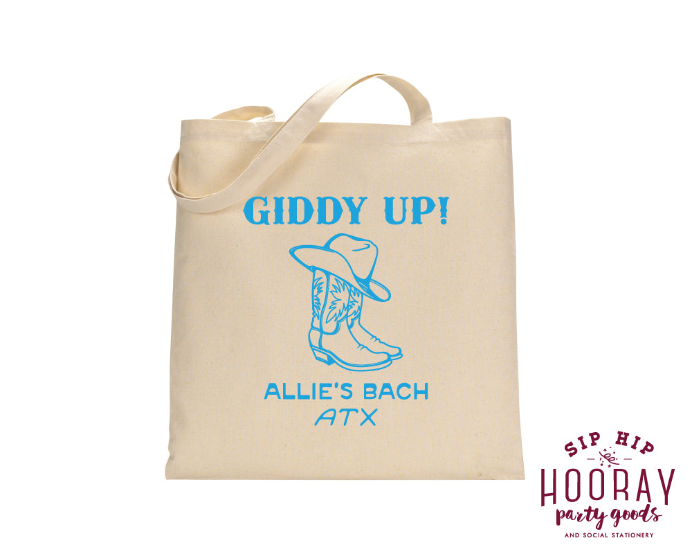 Custom Giddy Up Bachelorette Tote Bags