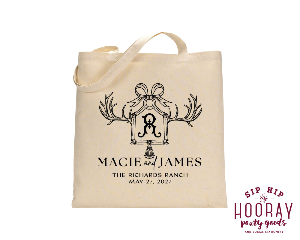 Custom Rustic Monogram Wedding Frame Tote Bags