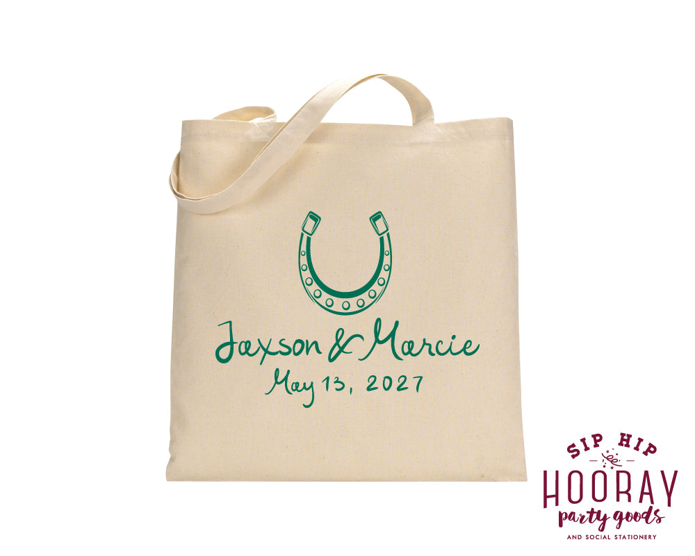 Custom Wedding Western Horseshoe Tote Bags