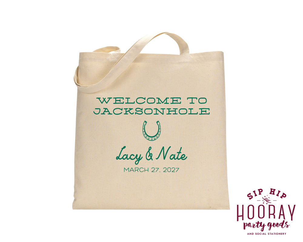 Western Destination Wedding Tote Bags