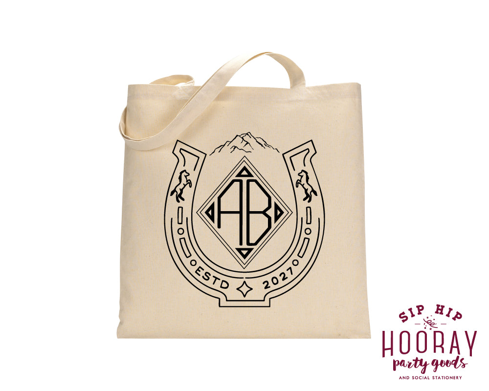 Rustic Western Horseshoe Duogram Tote Bags