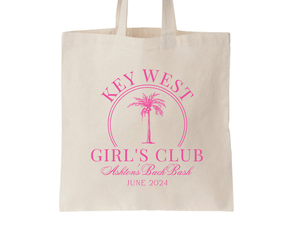 Tropical Palm Tree Destination Bachelorette Party Tote Bags