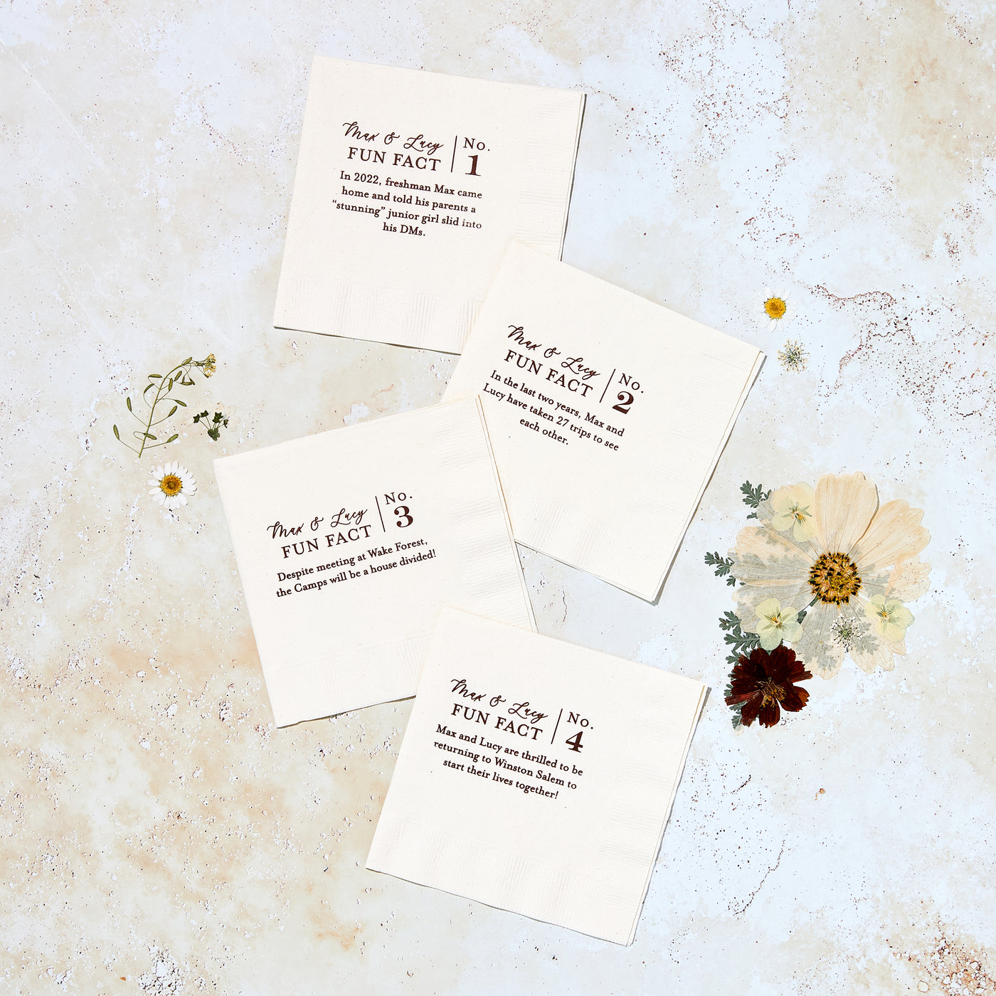 Wedding Fun Fact Cocktail Napkins