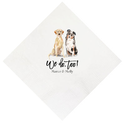 Full Color Wedding Dog Watercolor Cocktail Napkins (65+ Breeds!)