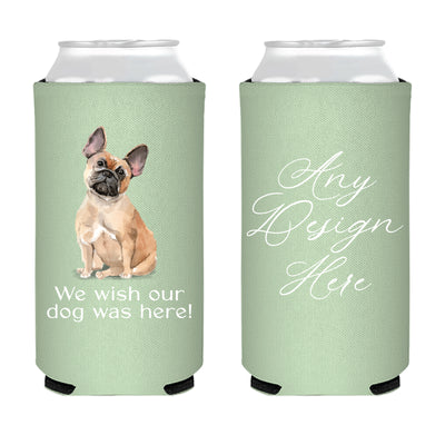 Full Color Slim Watercolor Dog Wedding Can Coolers (65+ Breeds!)