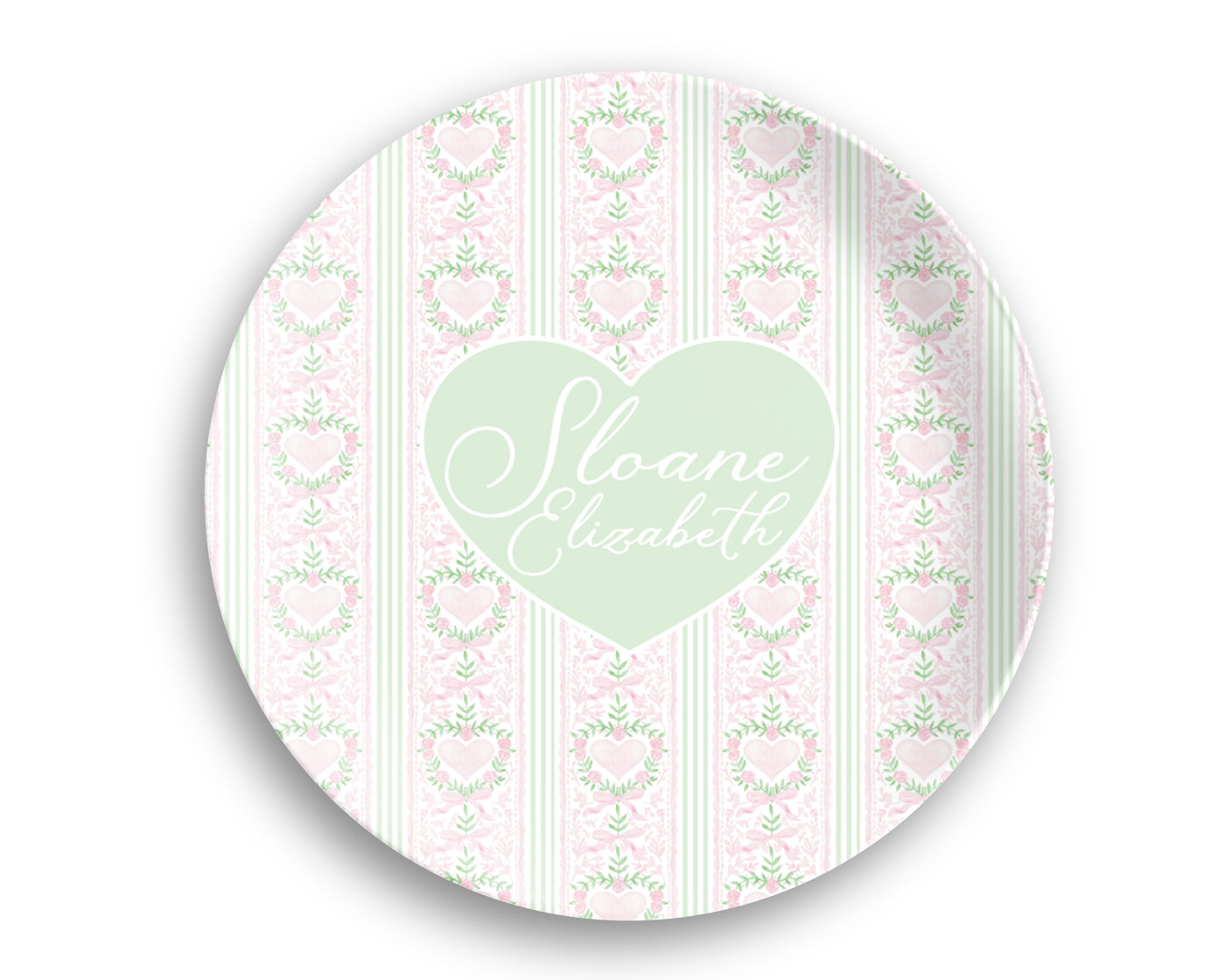Hearts and Greenery Custom Valentine's Day Plate