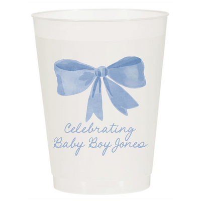 Watercolor Bow Boy Baby Shower Frosted Cups