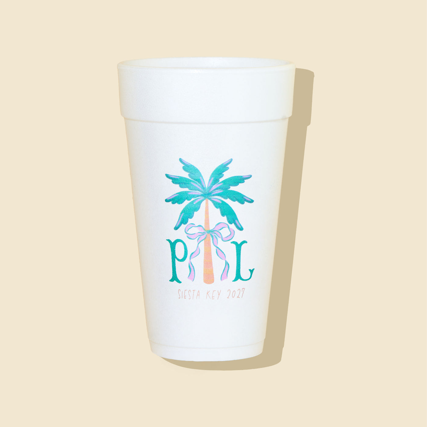 Watercolor Palm Tree Initials Custom Full Color Styrofoam Cups