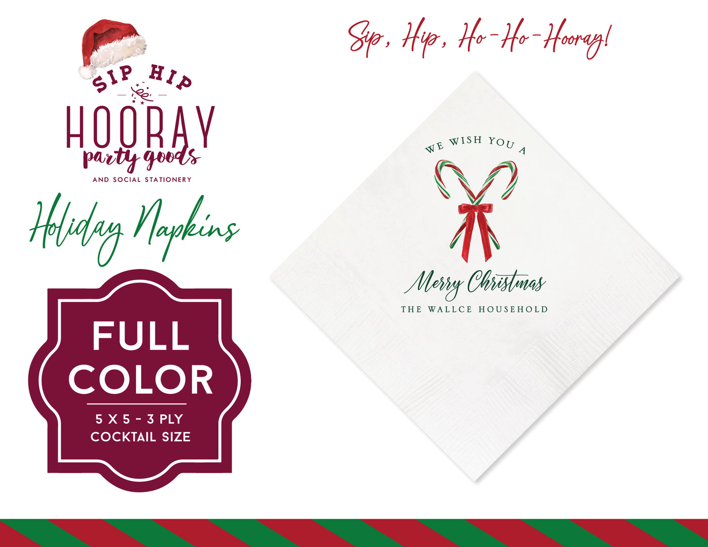 We Wish You a Merry Christmas Full Color Napkins