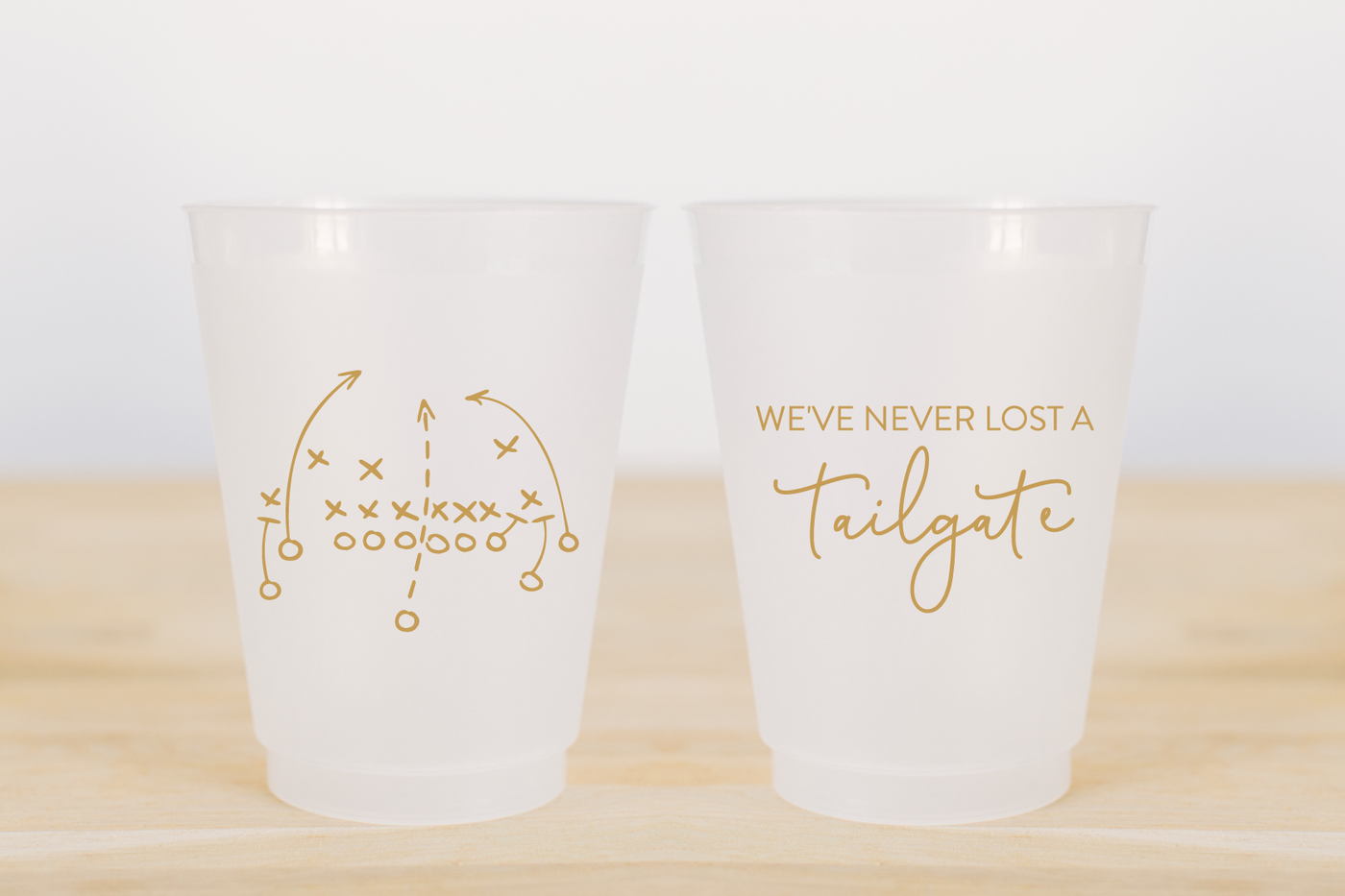 Custom Tailgate Frosted Cups - We've Never Lost a Tailgate